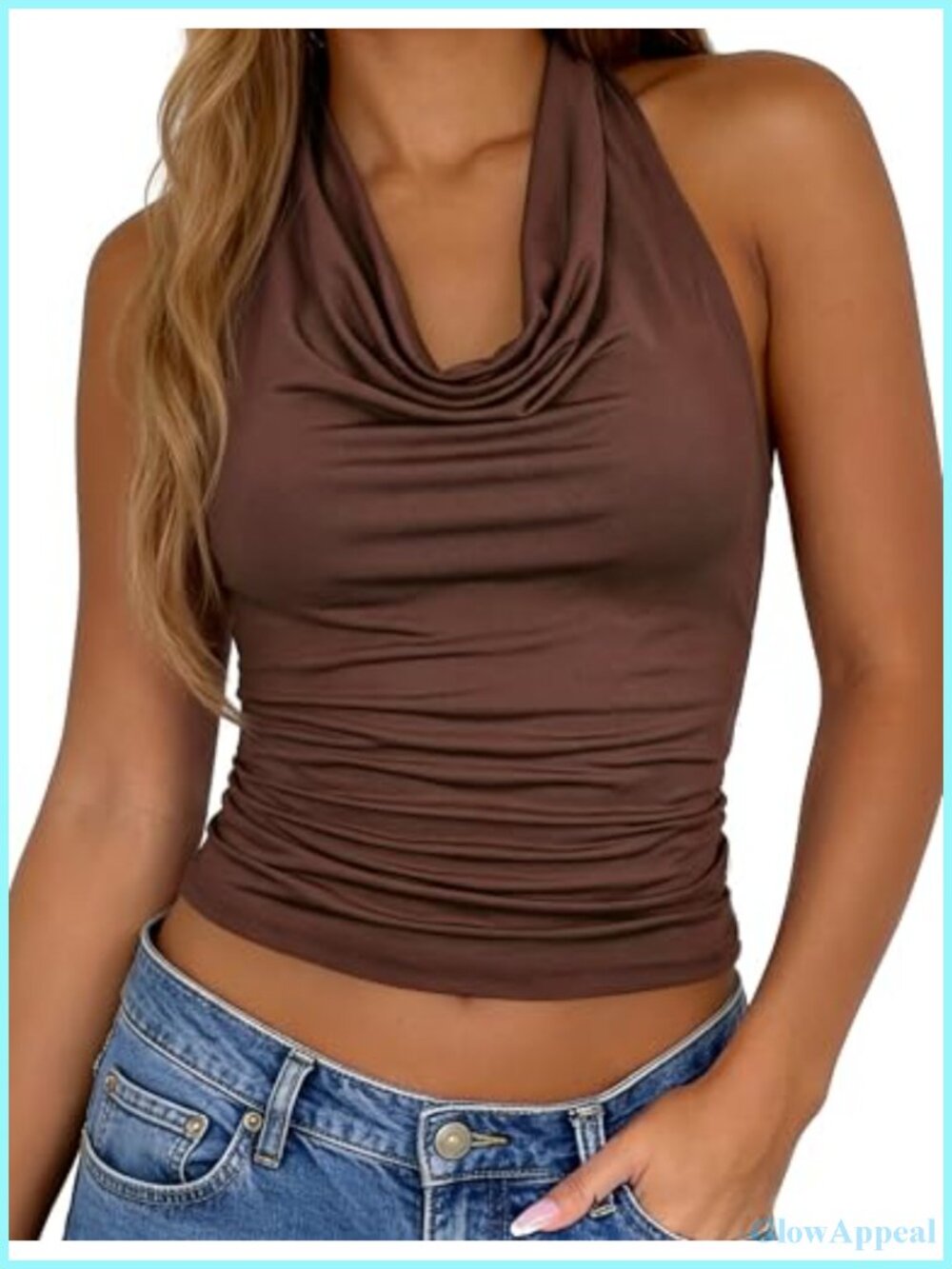 Halter Open Back Tank Top Cowl Neck Backless Cami Tie Back Going Out Top